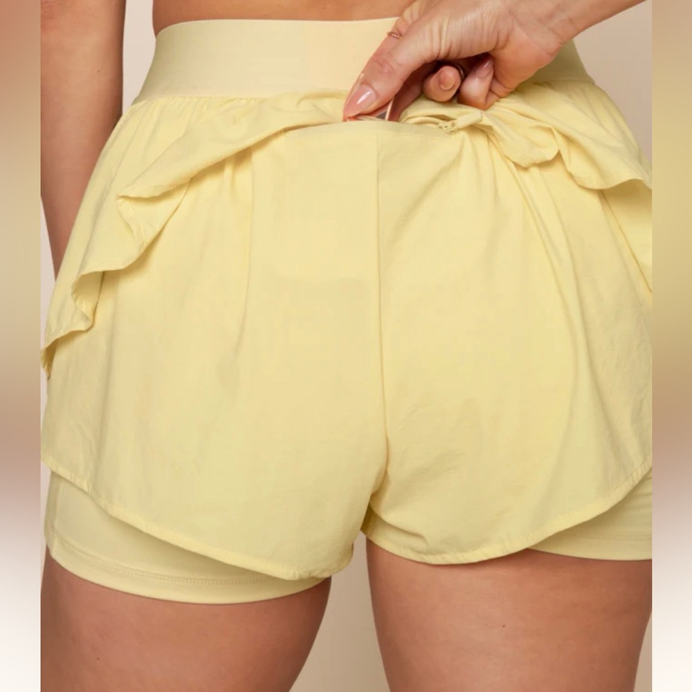 POPFLEX Light Yellow Athletic Shorts size small - Picture 3 of 12